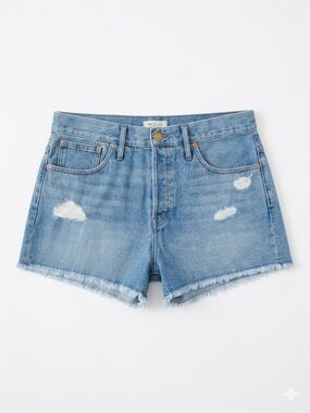 Madewell Relaxed Denim Shorts Distressed Button Fly - Size 32